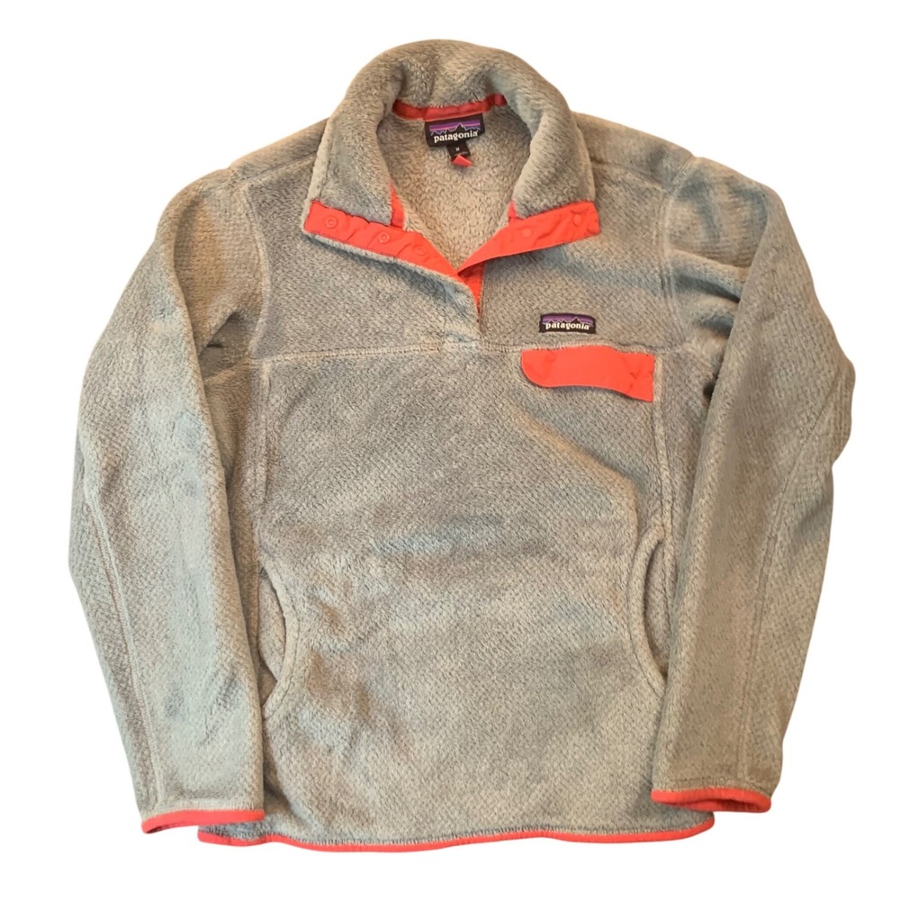 Patagonia Womens Re-Tool Snap-T Fleece Pullover Gray Coral 25442 SP16 Medium